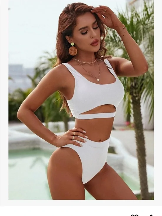 White Cutout High-Waist Bikini Set - Women Swim - Picture 3 of 12